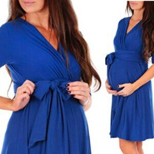 Mother bee maternity wrap dress with adjustable belt size S